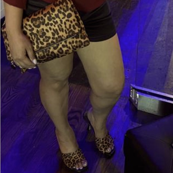 Express Square Toe Haircalf Heeled Sandals - Picture 5 of 9